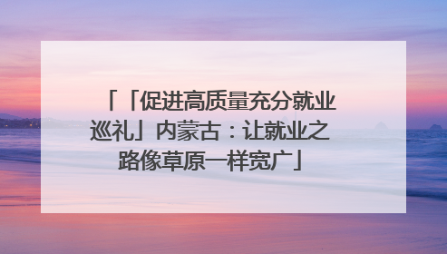 「促进高质量充分就业巡礼」内蒙古：让就业之路像草原一样宽广