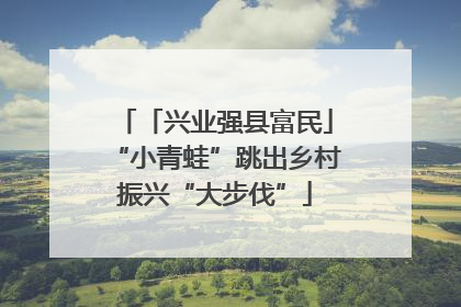 「兴业强县富民」“小青蛙”跳出乡村振兴“大步伐”