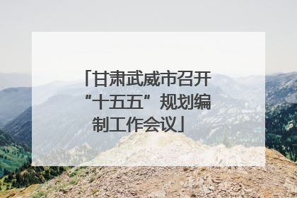 甘肃武威市召开“十五五”规划编制工作会议