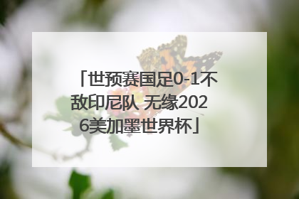 世预赛国足0-1不敌印尼队 无缘2026美加墨世界杯