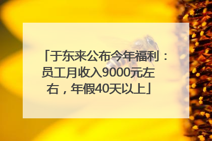 于东来公布今年福利：员工月收入9000元左右，年假40天以上