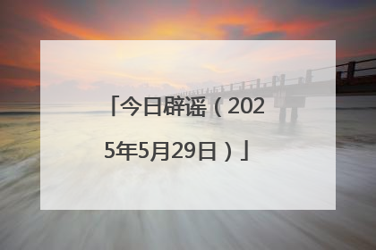 今日辟谣（2025年5月29日）