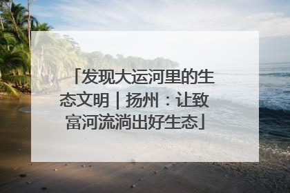发现大运河里的生态文明｜扬州：让致富河流淌出好生态