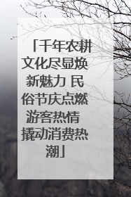 千年农耕文化尽显焕新魅力 民俗节庆点燃游客热情 撬动消费热潮