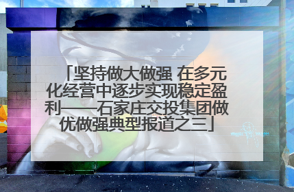 坚持做大做强 在多元化经营中逐步实现稳定盈利——石家庄交投集团做优做强典型报道之三