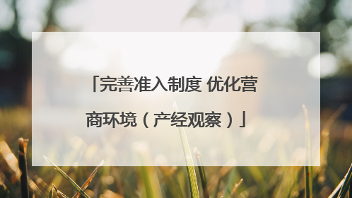 完善准入制度 优化营商环境（产经观察）