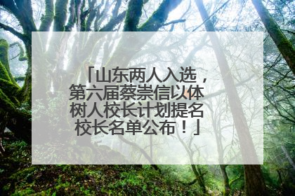 山东两人入选，第六届蔡崇信以体树人校长计划提名校长名单公布！