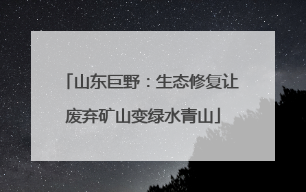 山东巨野：生态修复让废弃矿山变绿水青山