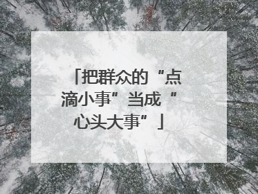 把群众的“点滴小事”当成“心头大事”
