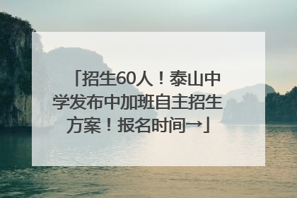招生60人！泰山中学发布中加班自主招生方案！报名时间→