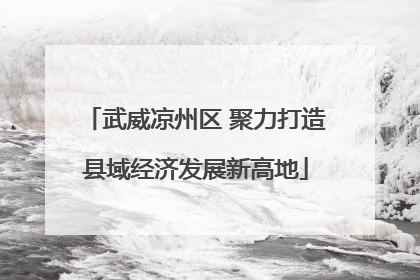 武威凉州区 聚力打造县域经济发展新高地