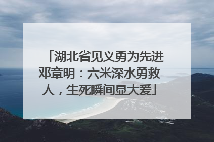 湖北省见义勇为先进邓章明：六米深水勇救人，生死瞬间显大爱