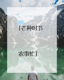 芒种时节农事忙