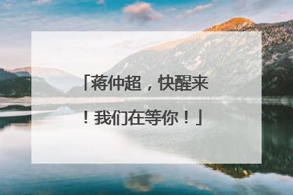 蒋仲超，快醒来！我们在等你！