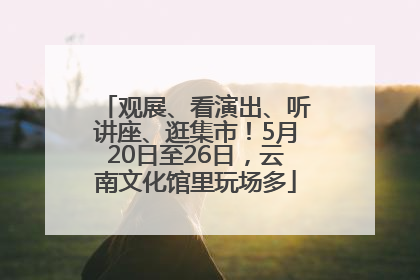 观展、看演出、听讲座、逛集市！5月20日至26日，云南文化馆里玩场多
