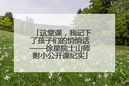 这堂课，我记下了孩子们的悄悄话——徐星院士山师附小公开课纪实