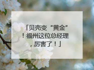 贝壳变“黄金”！福州这位总经理，厉害了！