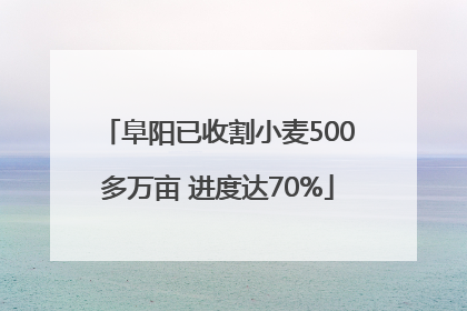 阜阳已收割小麦500多万亩 进度达70%