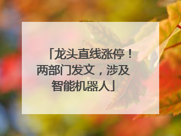 龙头直线涨停！两部门发文，涉及智能机器人